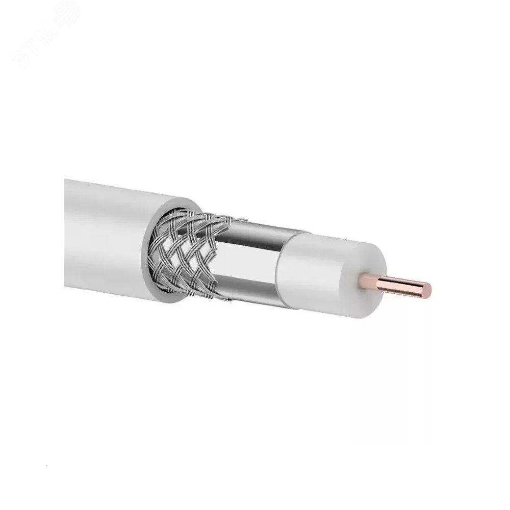Кабель коаксиальный RG-6U, 75Ом, Cu/Al/Cu, 64%, 100м, INDOOR, белый - Rexant