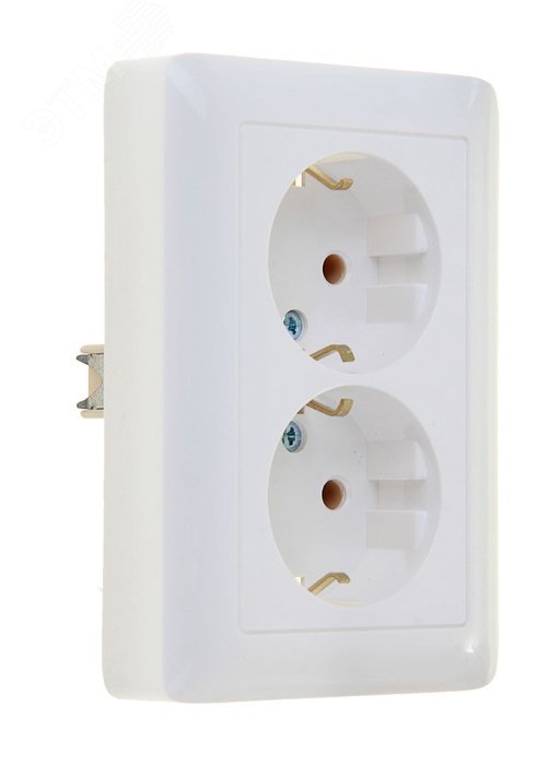 Розетка 2-м СП Хит 16А 250В с заземл. без защ. шторок бел. SE RS16-236-B - Systeme Electric