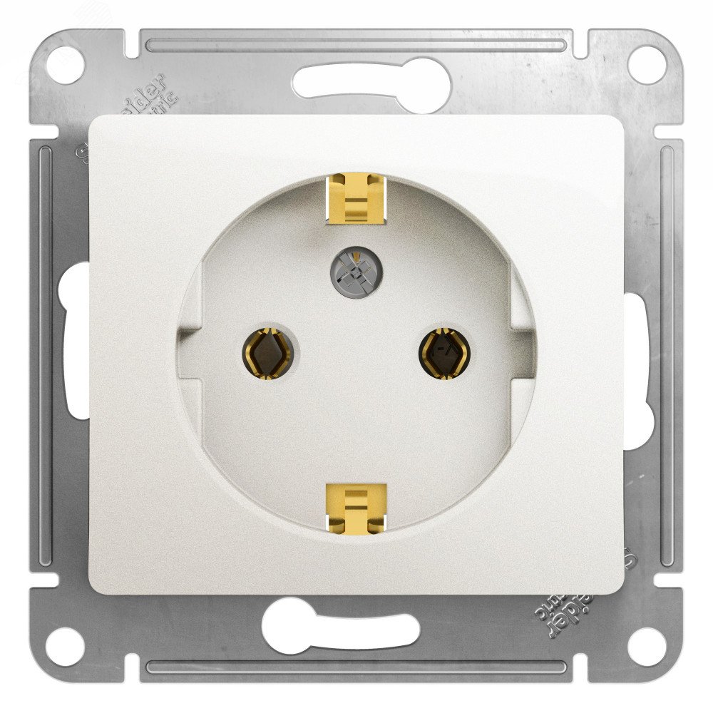 Розетка 1-м СП Glossa 16А IP20 с заземл. механизм перламутр. SE GSL000643 - Systeme Electric