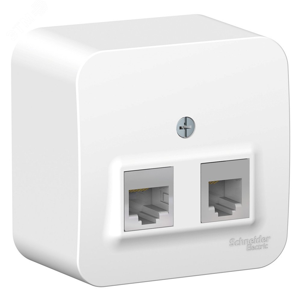 Розетка BLANCA наружная двойная компьютерная RJ45+телефонная RJ11, кат.5e, с изолирующей пластиной, белый BLNIA045111 - Systeme Electric