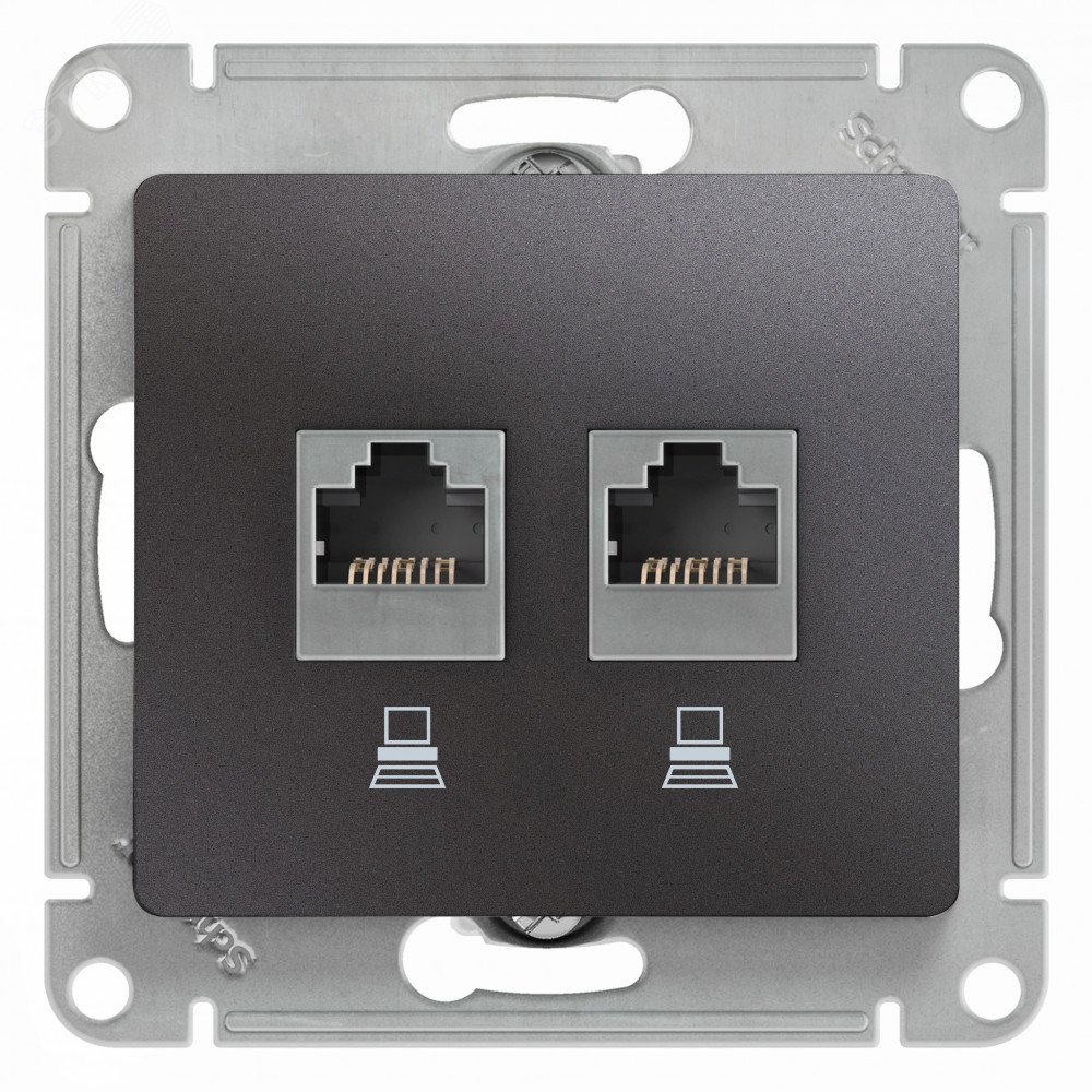Розетка компьютерная 2-м Glossa RJ45 кат.5E механизм графит SE GSL001385KK - Systeme Electric