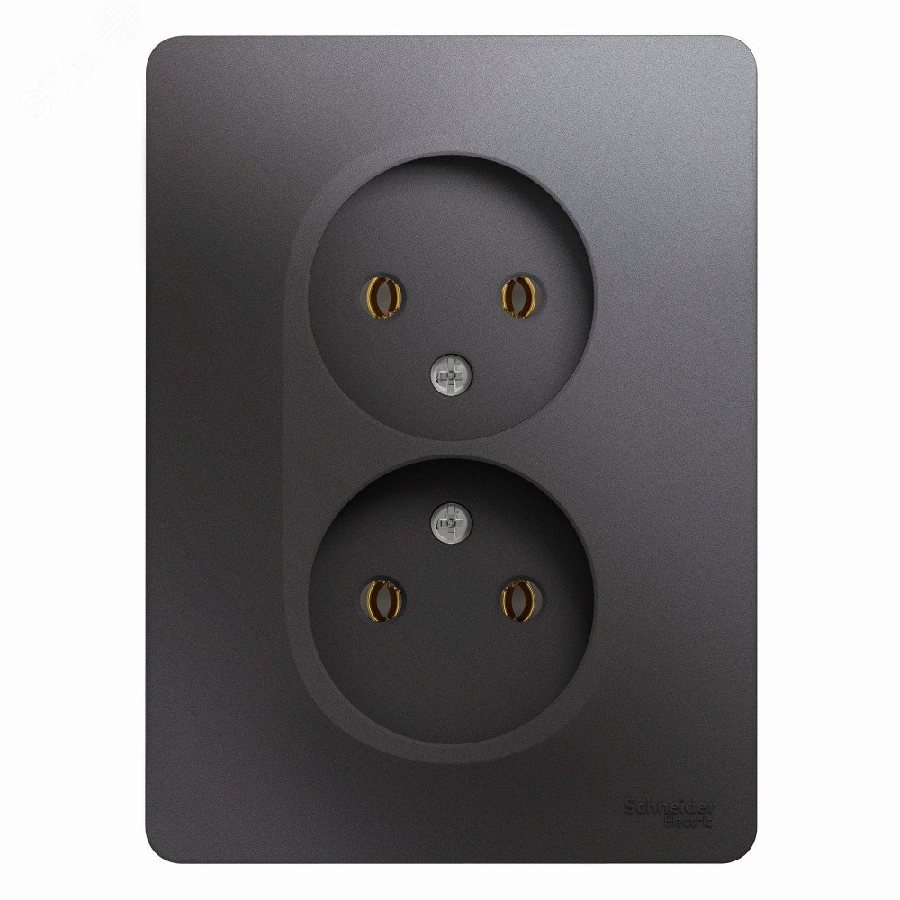 Розетка 2-м СП Glossa 16А IP20 250В без заземл. в сборе графит SE GSL001320 - Systeme Electric