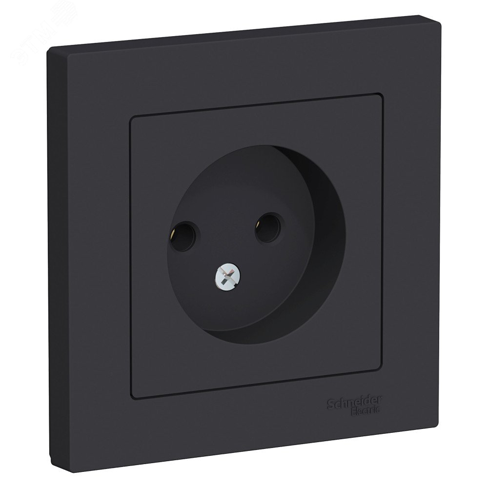 Розетка 1-м СП AtlasDesign 16А IP20 без заземл. в сборе карбон SE ATN001040 - Systeme Electric
