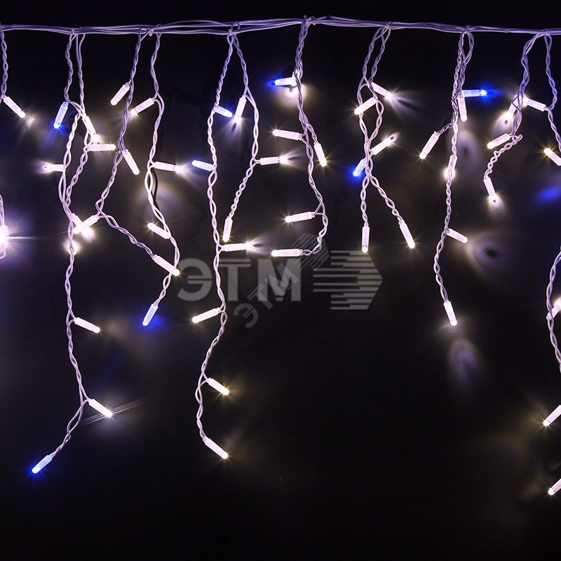 Гирлянда Айсикл 4,8х0,6 м, с эффектом мерцания, белый ПВХ, 176LED, цвет: Белый, 230В 255-165 - NEON-NIGHT