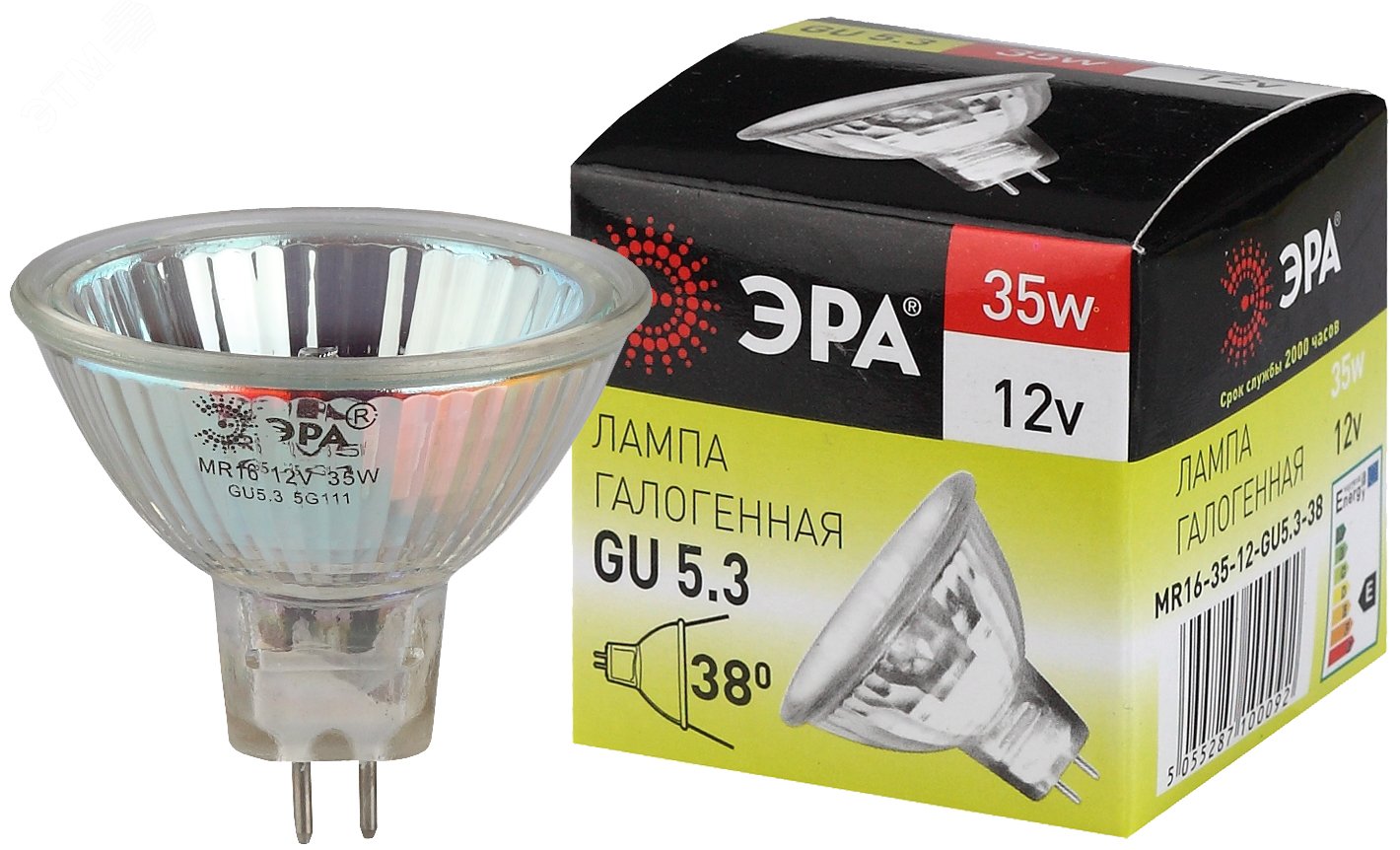 Лампа галогенная GU5.3-MR16-35W-12V-Cl ЭРА C0027355 - Эра