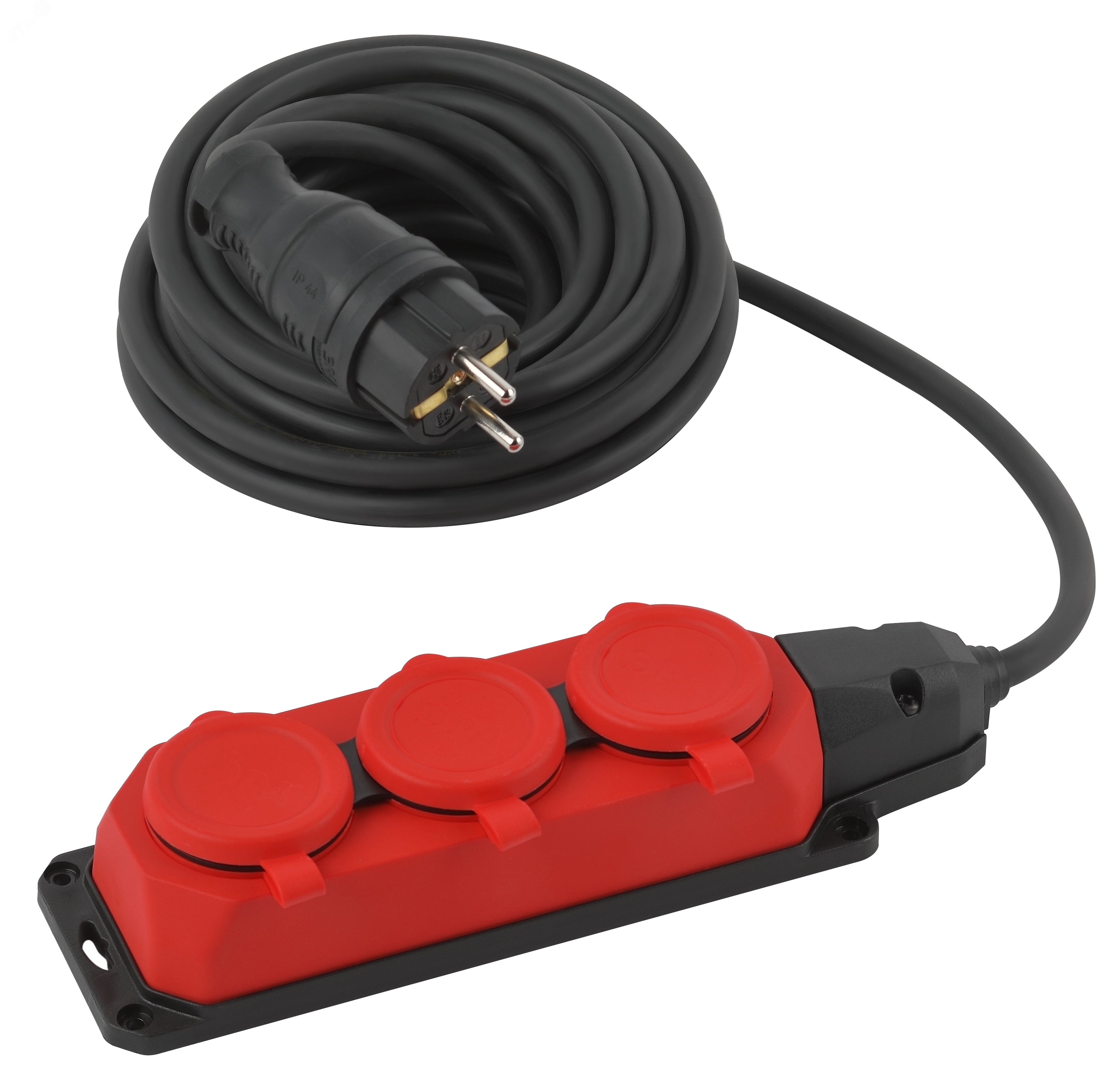 Удлинитель силовой UK-3e-3x1.5-5m-IP44(KG) с заземлением 3 розетки каучук 5м КГ 3х1.5кв.мм IP44 Б0057579 - Эра