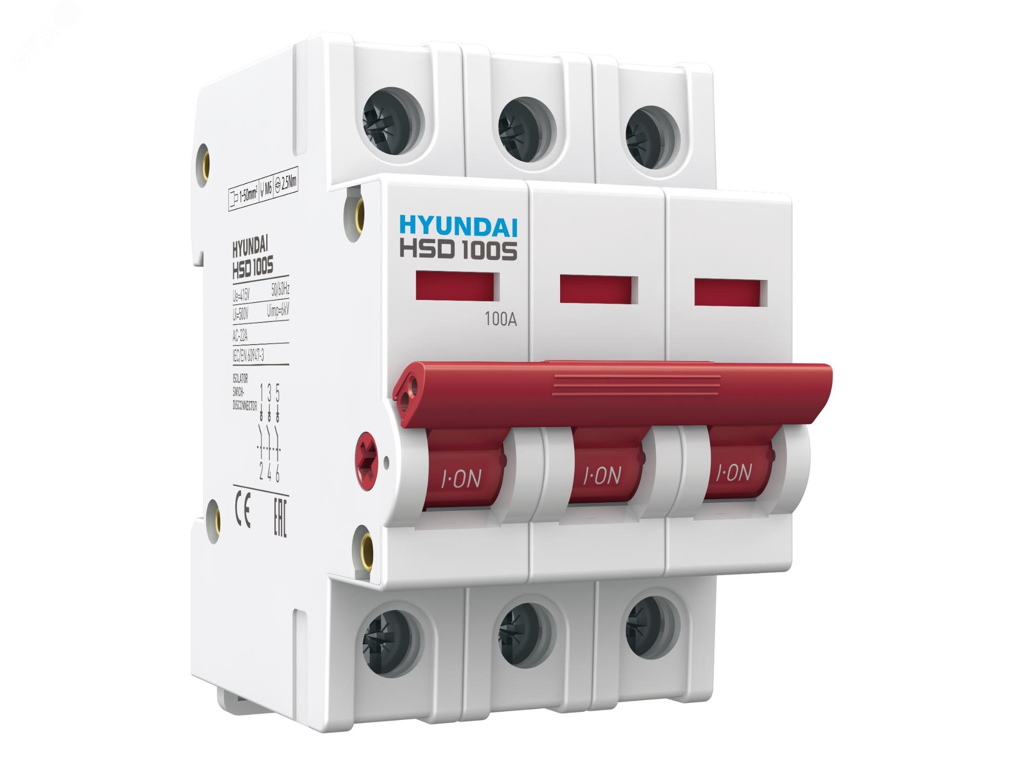 Выключатель нагрузки трехполюсный 40А HSD HSD100S3PDSS0000C00040_C - Hyundai Electric