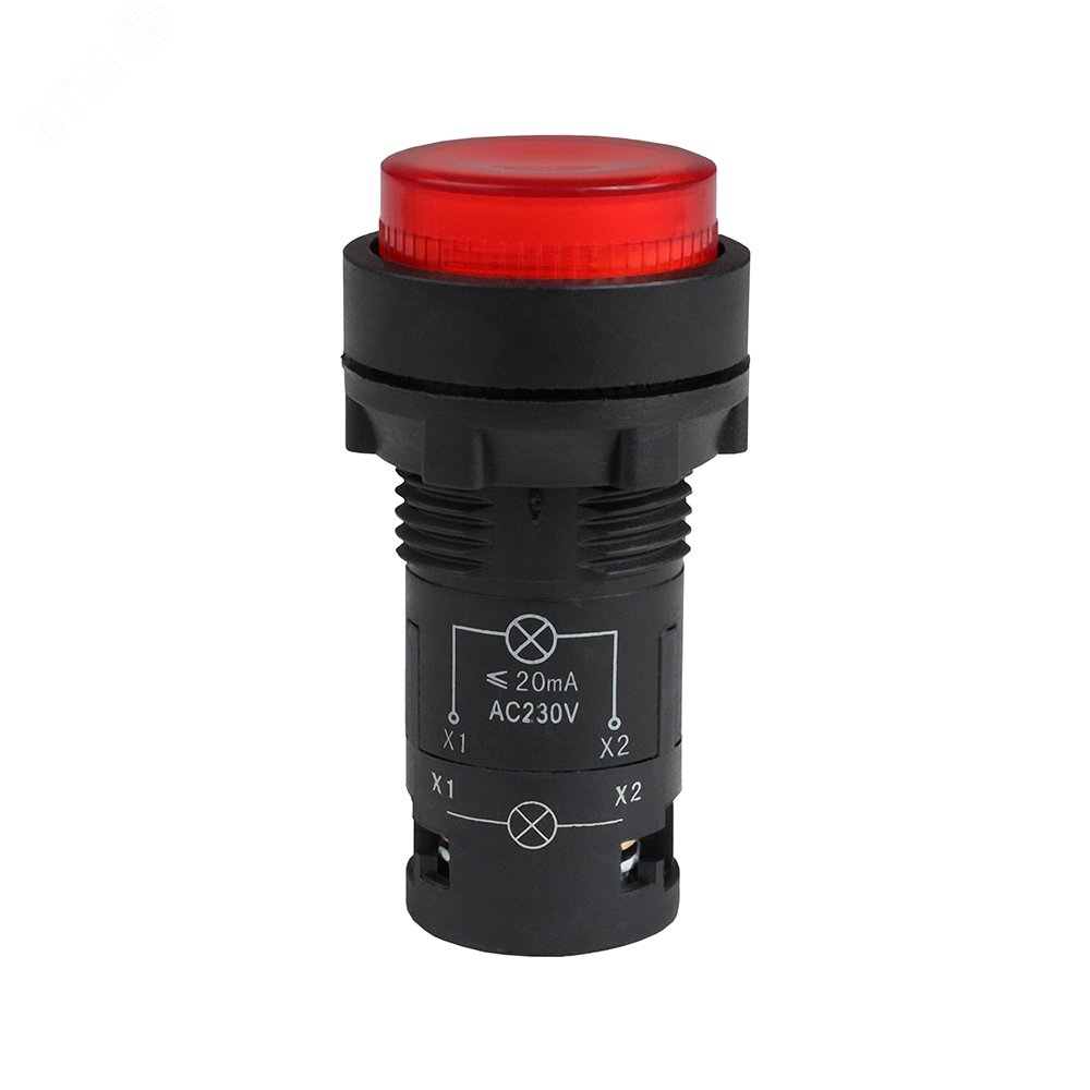 Кнопка с подсветкой OptiSignal Compact D22 C7-PL-M401 красная 1НЗ 230 В AC XB7NW34M2 362096 - КЭАЗ