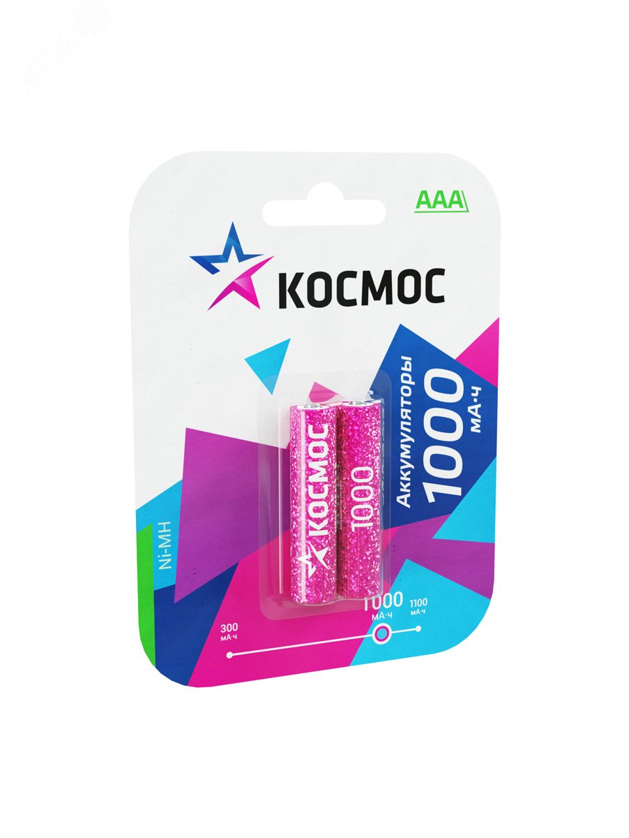 Аккумулятор AAA/R03 1000мА.ч NI-MN BP-2 (блист.2шт) КОСМОС KOCR03NIMH(1000MAH) - Космос