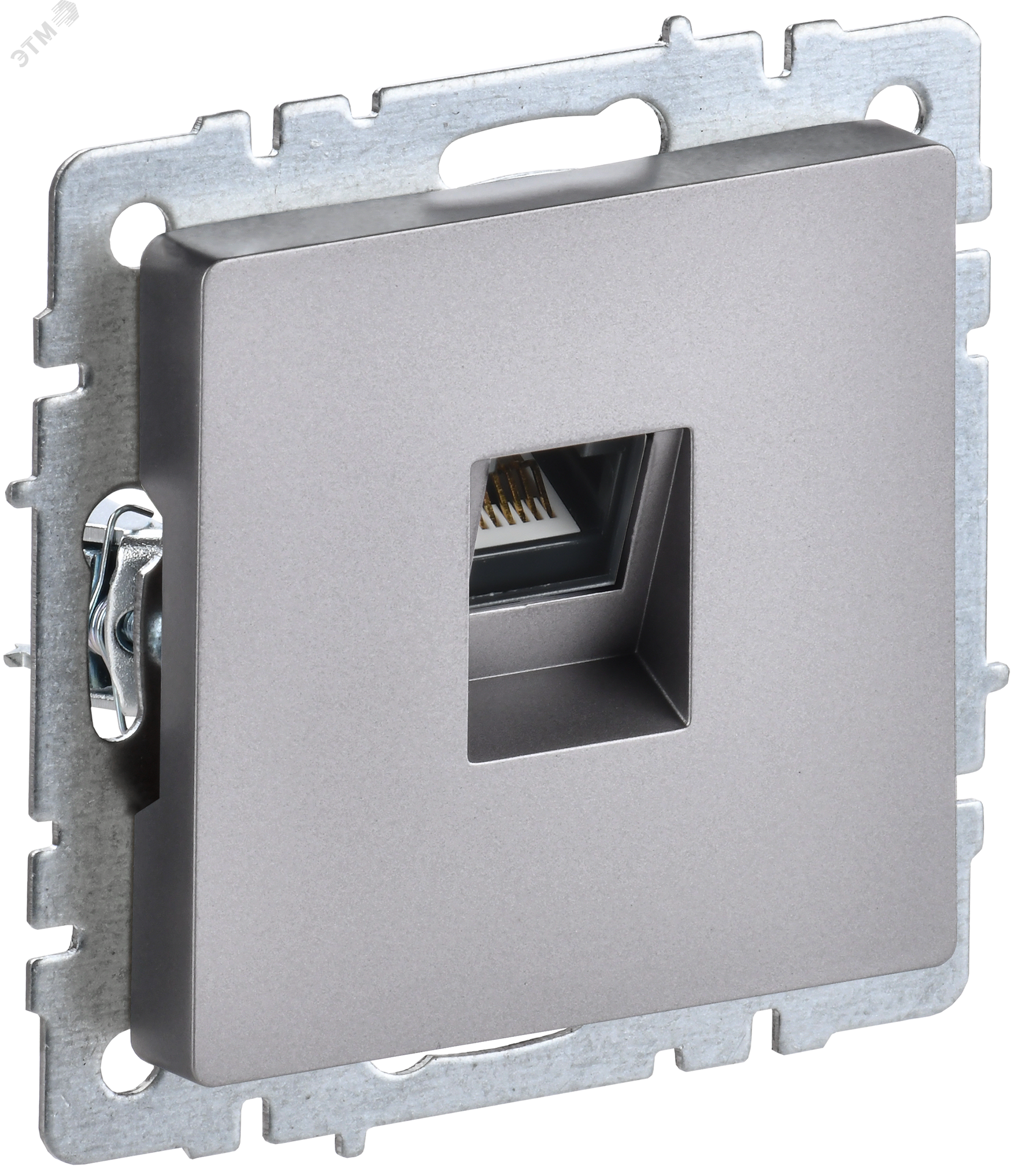 Розетка компьютерная СП RJ45 кат.5E BRITE РК10-БрС сталь IEK BR-K10-1-K46 - IEK