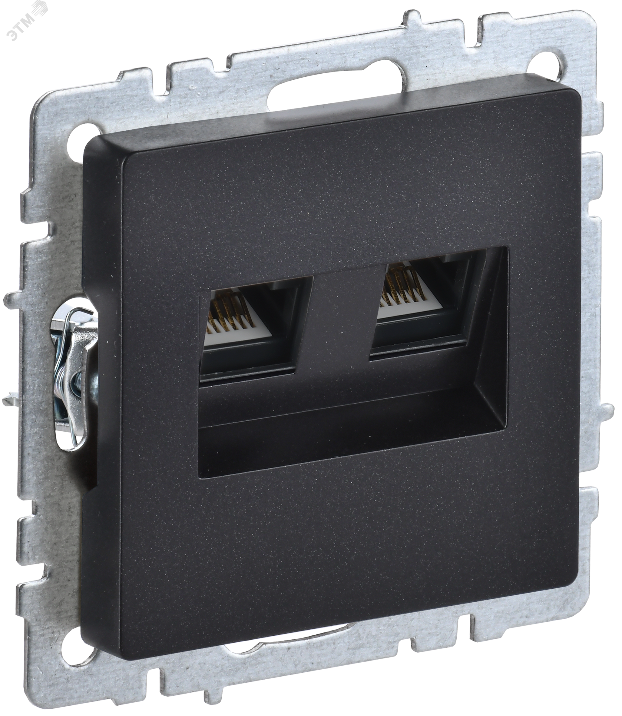 Розетка компьютерная двойная СП RJ45 кат.5E BRITE РК10-2-БрЧ черн. BR-K20-1-K02 - IEK