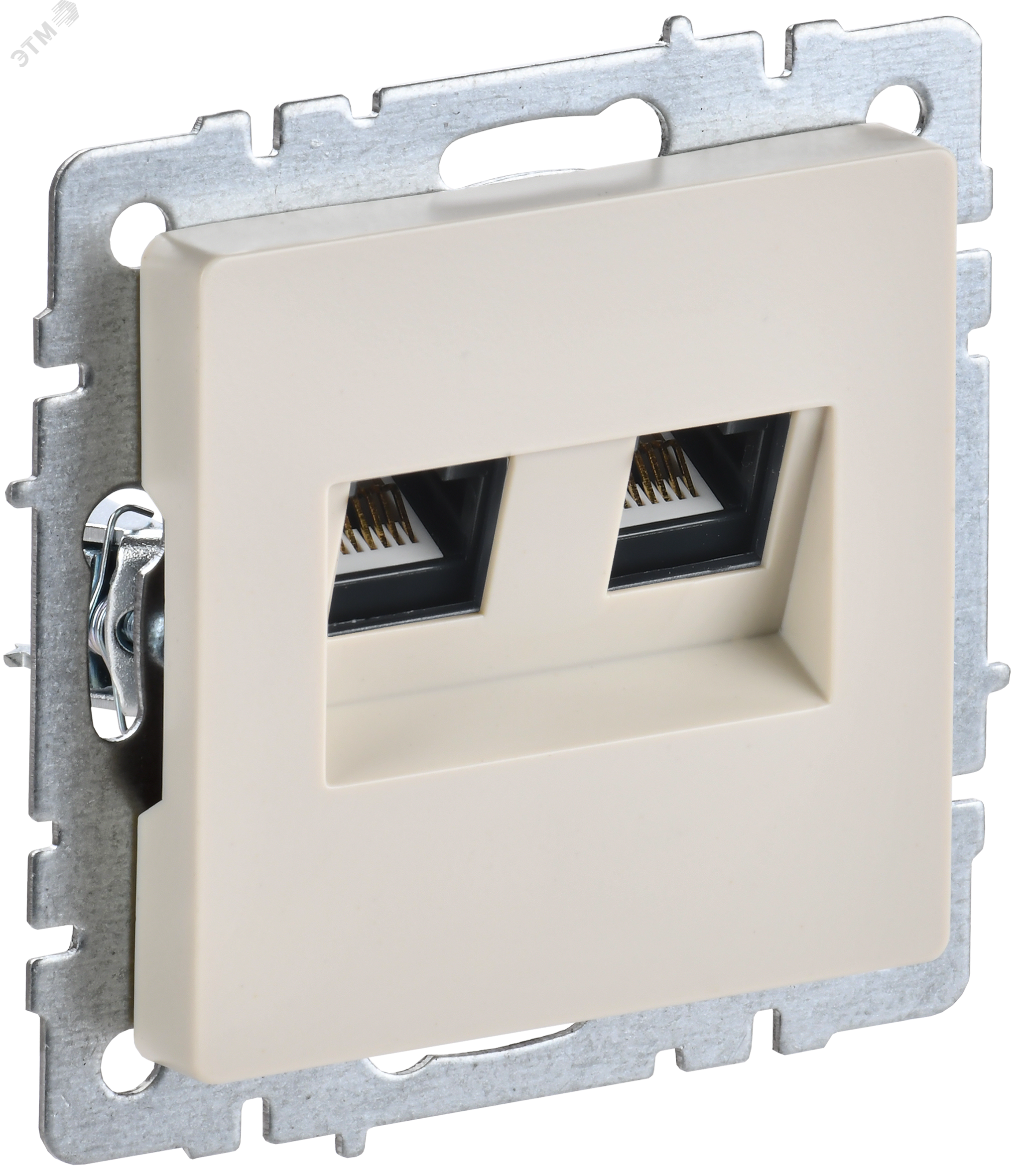 Розетка компьютерная двойная СП RJ45 кат.5E BRITE РК10-2-БрКр беж. BR-K20-1-K10 - IEK