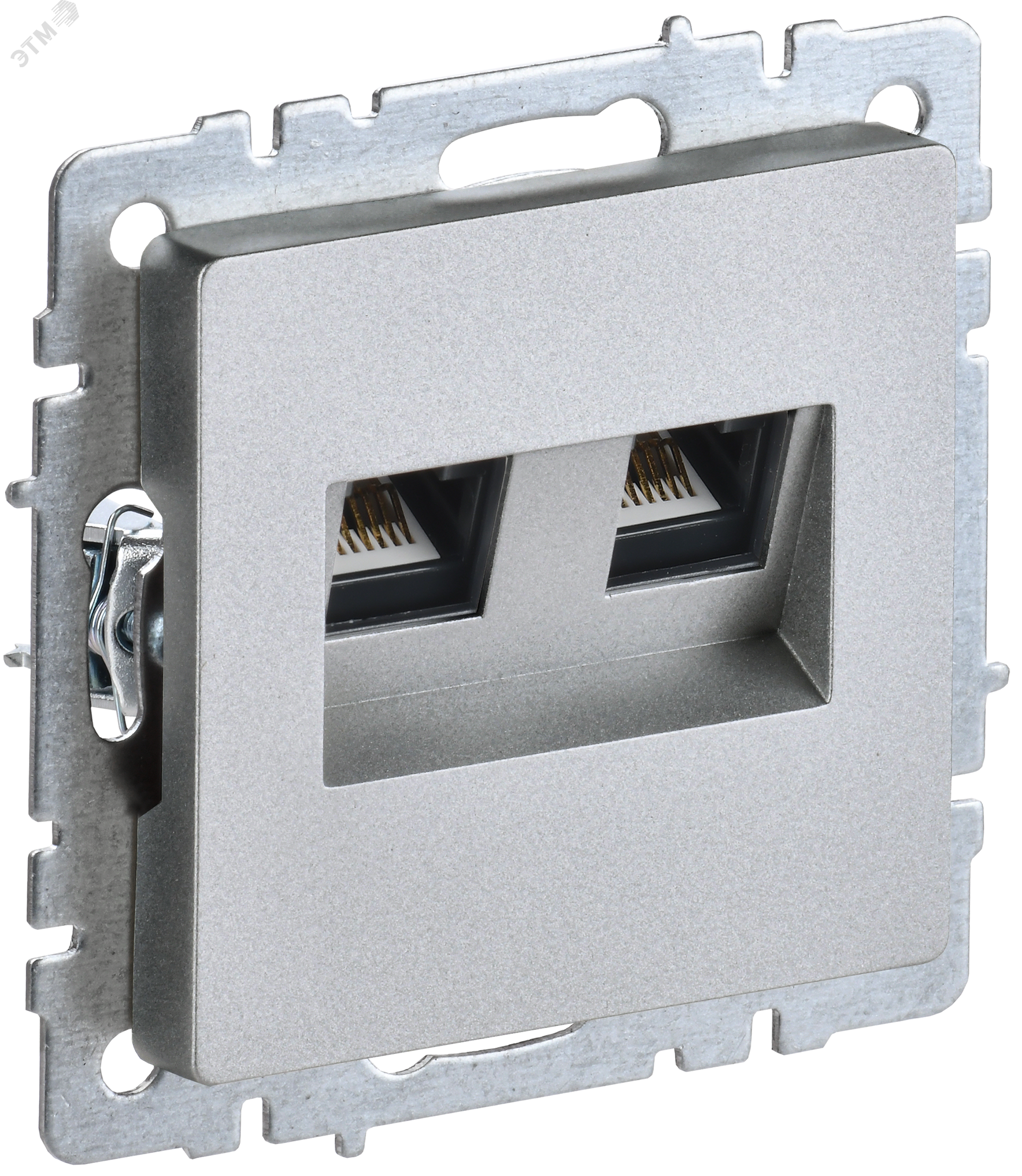 Розетка компьютерная двойная СП RJ45 кат.5E BRITE РК10-2-БрА алюм. BR-K20-1-K47 - IEK