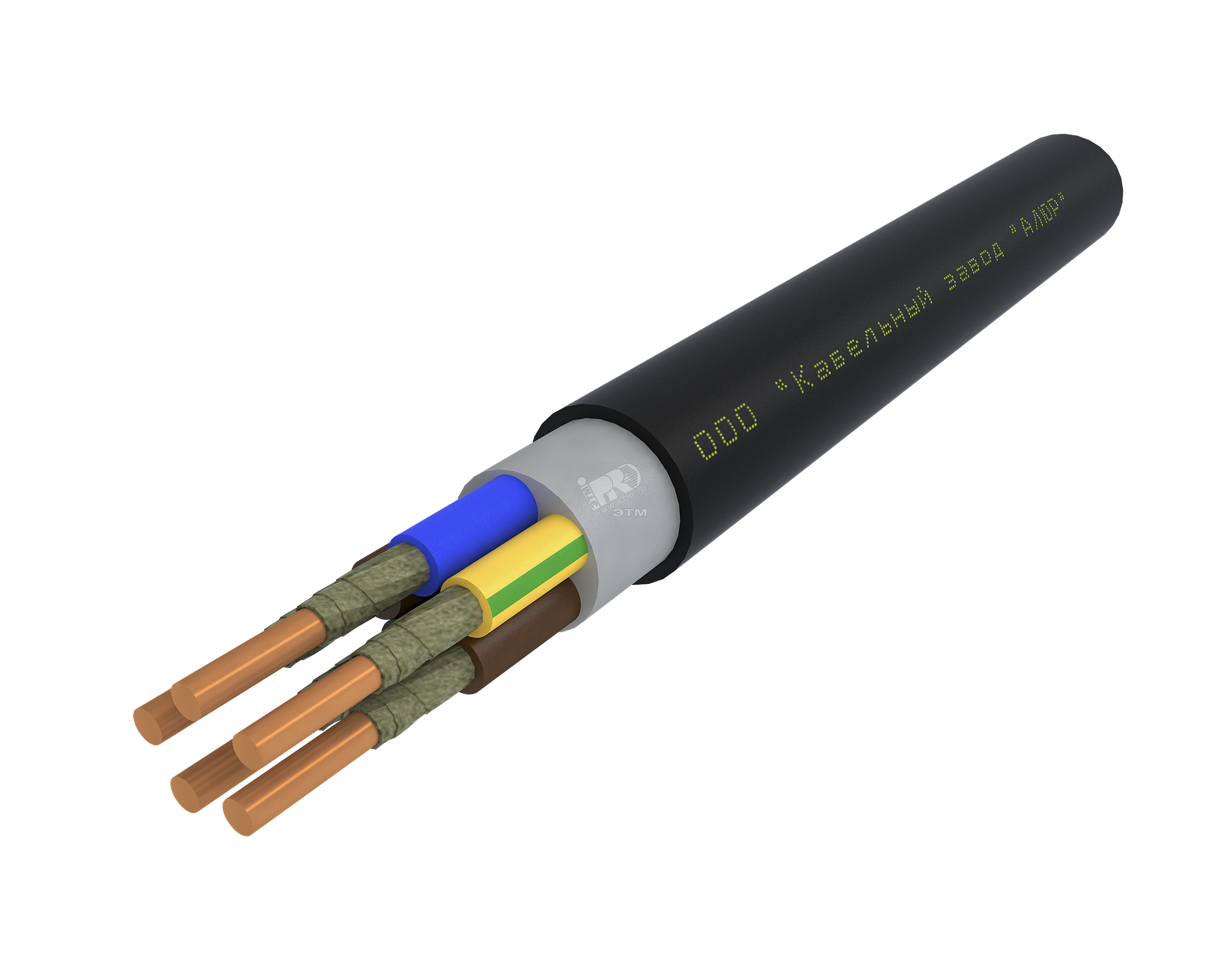 Кабель силовой ППГнг(А)-FRHF 5х2.5ок (N.PE)-0.66 однопроволочный (барабан) 00-00009277 - АЛЮР