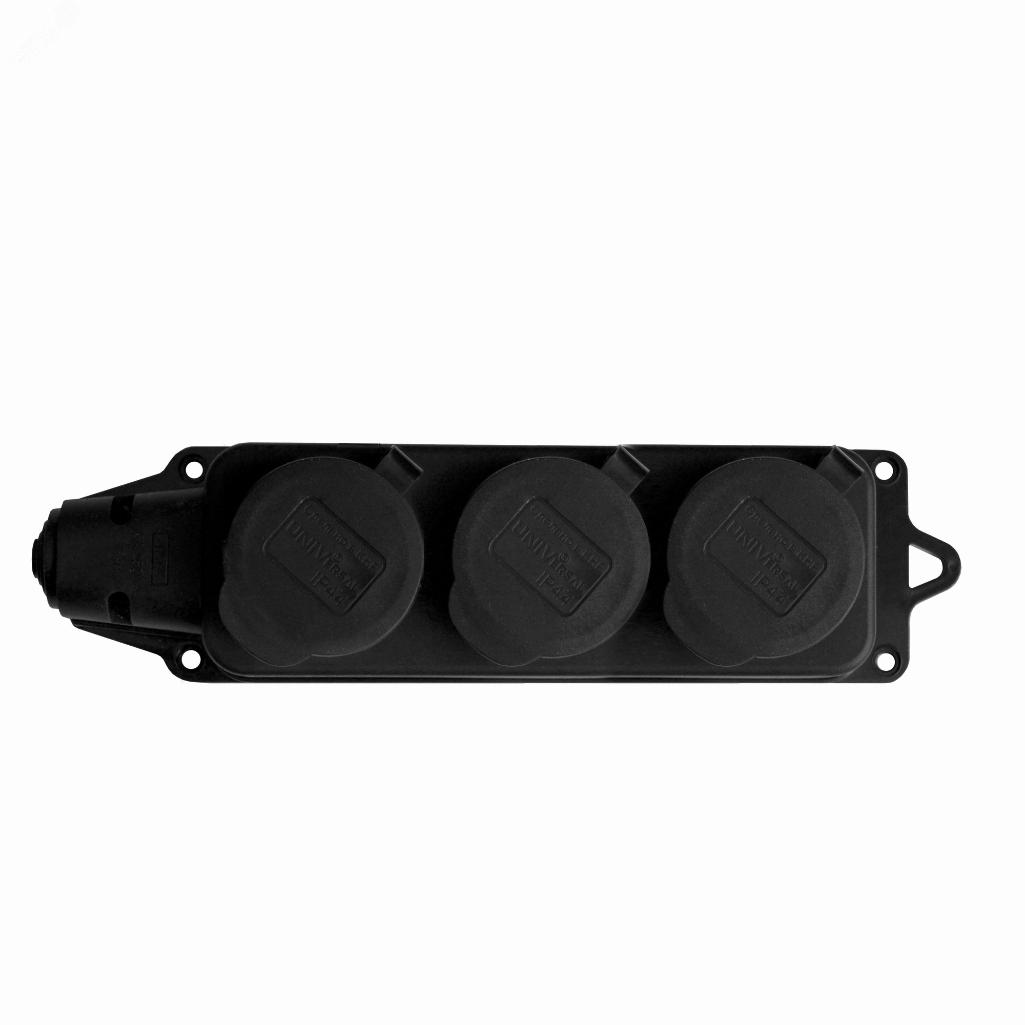 Колодка тройная однофазная с заглушками с/з каучук 16А 250В IP44 (еврослот) 602230 - УНИВЕРСАЛ