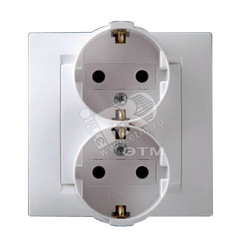 Розетка 2-м СП Simon15 16А IP20 250В с заземл. винт. клеммы бел. 1590459-030 - Simon