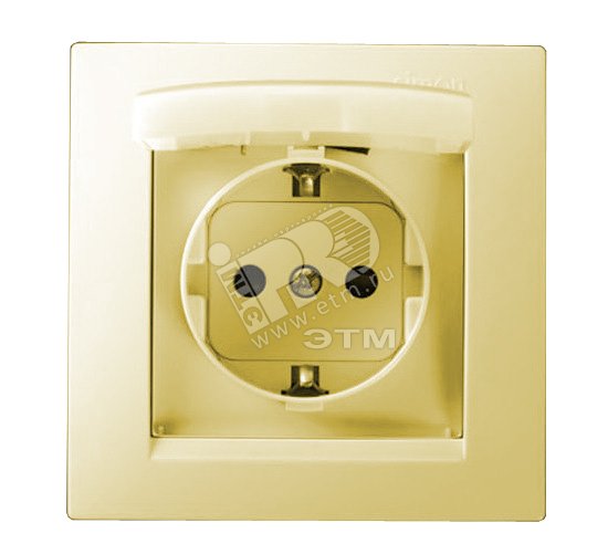 Розетка 1-м СП 5 16А IP44 250В с заземл. Schuko защ. шторки с крышкой винт. клеммы сл. кость 1590450-031 - Simon