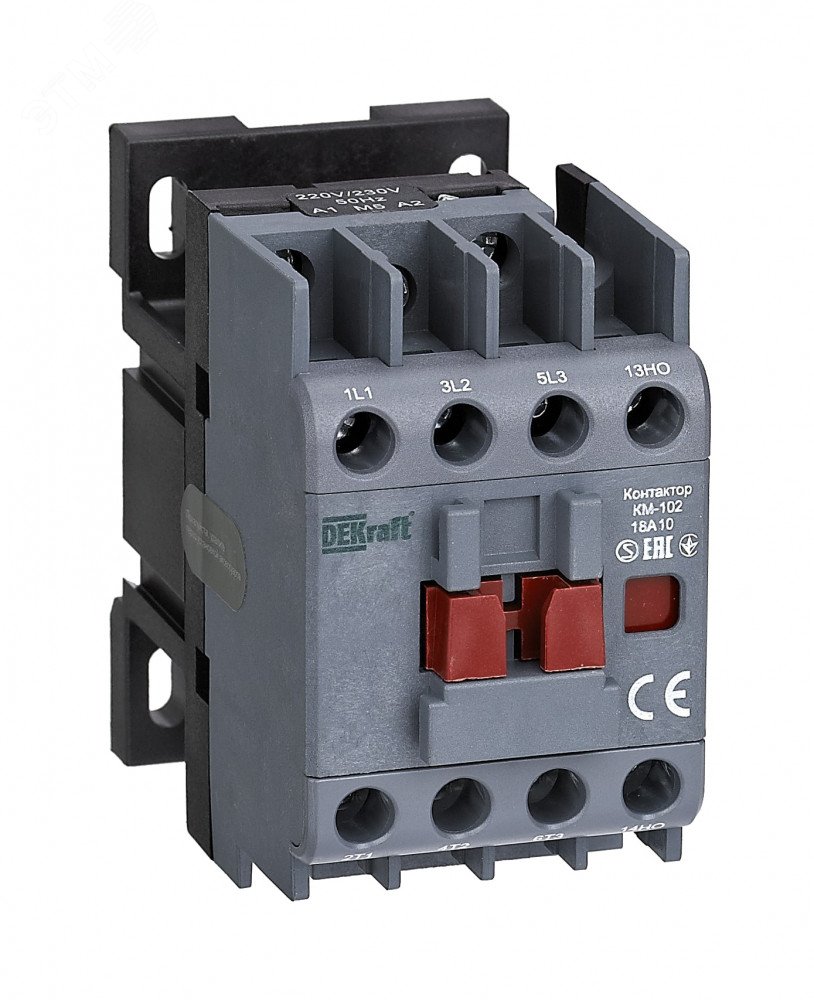 Контактор КМ-102 3п 18А кат. 230В AC 1НО AC-3 AC-4 22003DEK - DEKraft