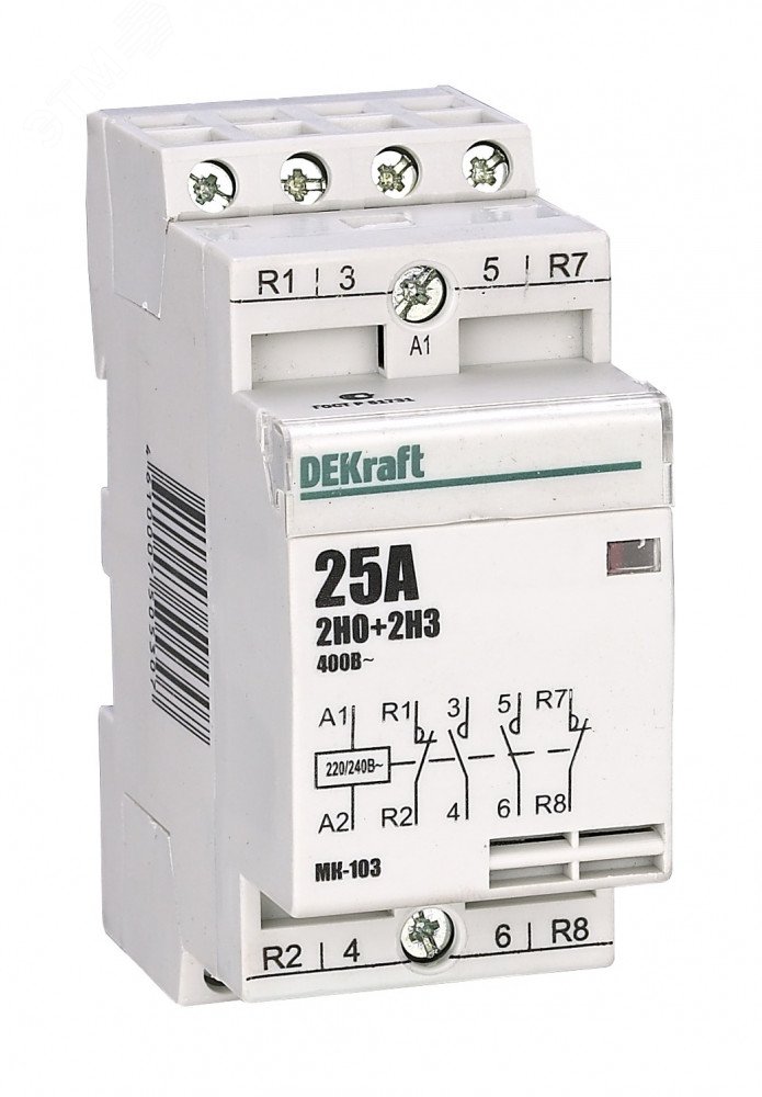 Модульный контактор 2НО+2НЗ 25А 230В МК-103 18069DEK - DEKraft