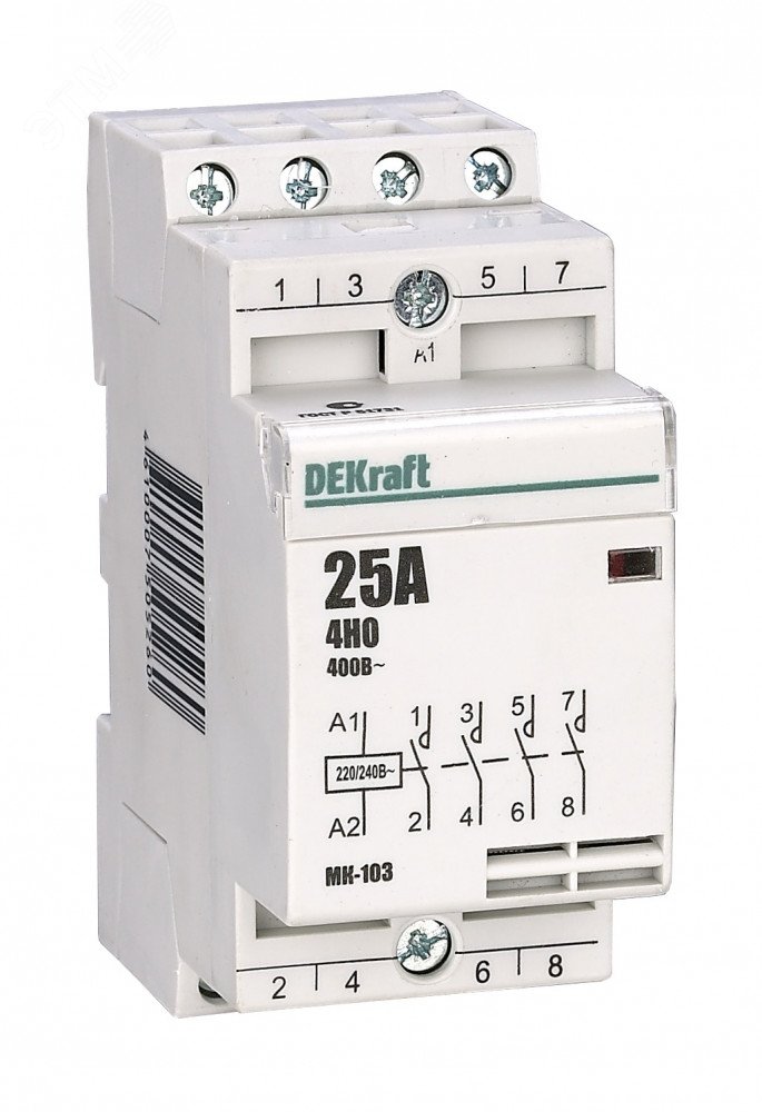 Модульный контактор 4НО 20А 230В МК-103 C2 18060DEK - DEKraft