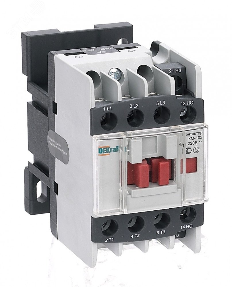 Контактор КМ-103 12А кат. 220В AC 1НО+1НЗ AC-3 22108DEK - DEKraft