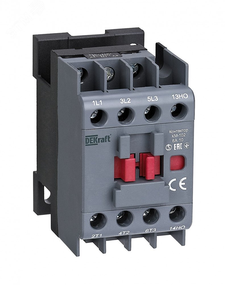 Контактор КМ-102 6А кат. 220В/230В AC 1НО AC-3 AC-4 22061DEK - DEKraft