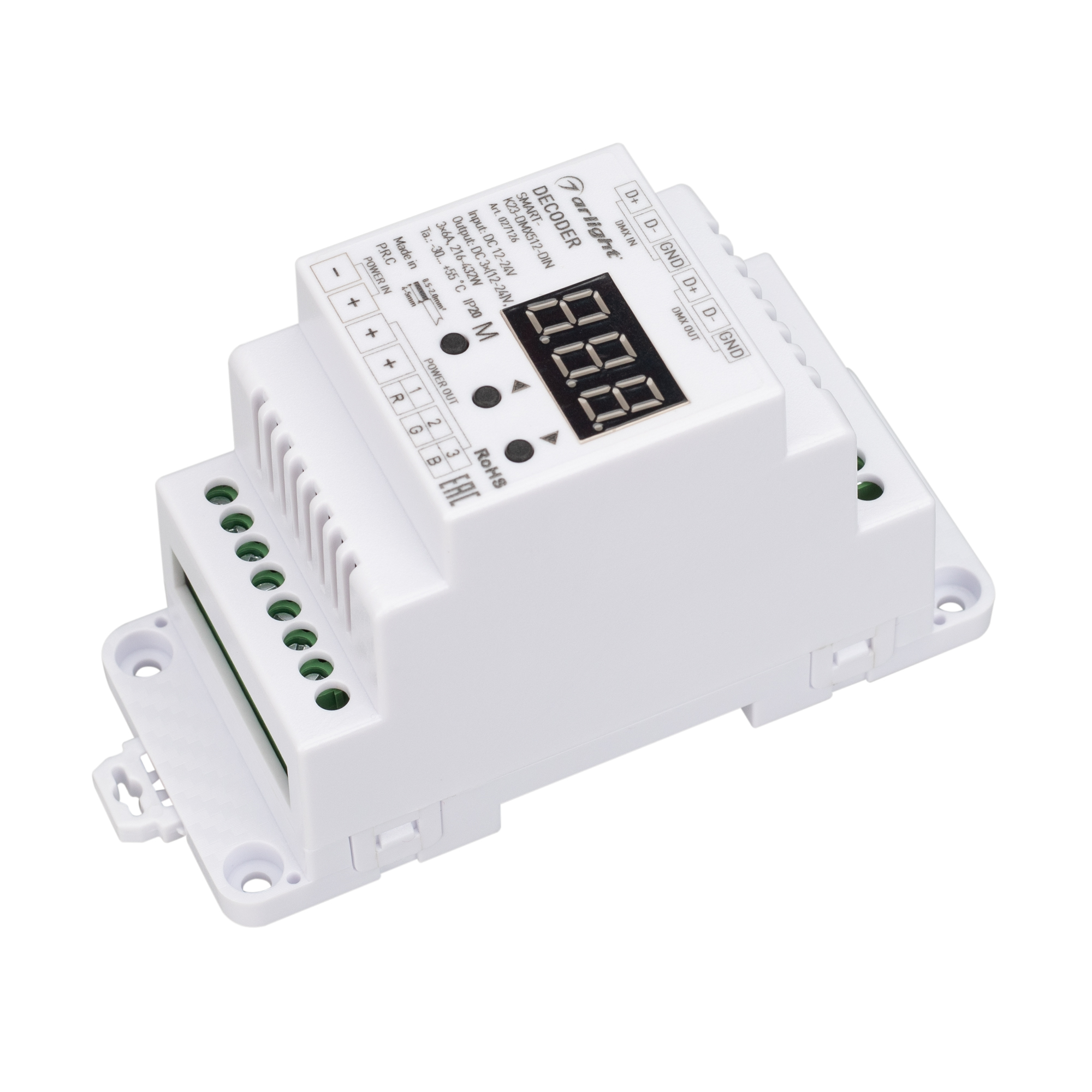 Декодер SMART-K23-DMX512-DIN (12-24V, 3x6A) 027126 - Arlight