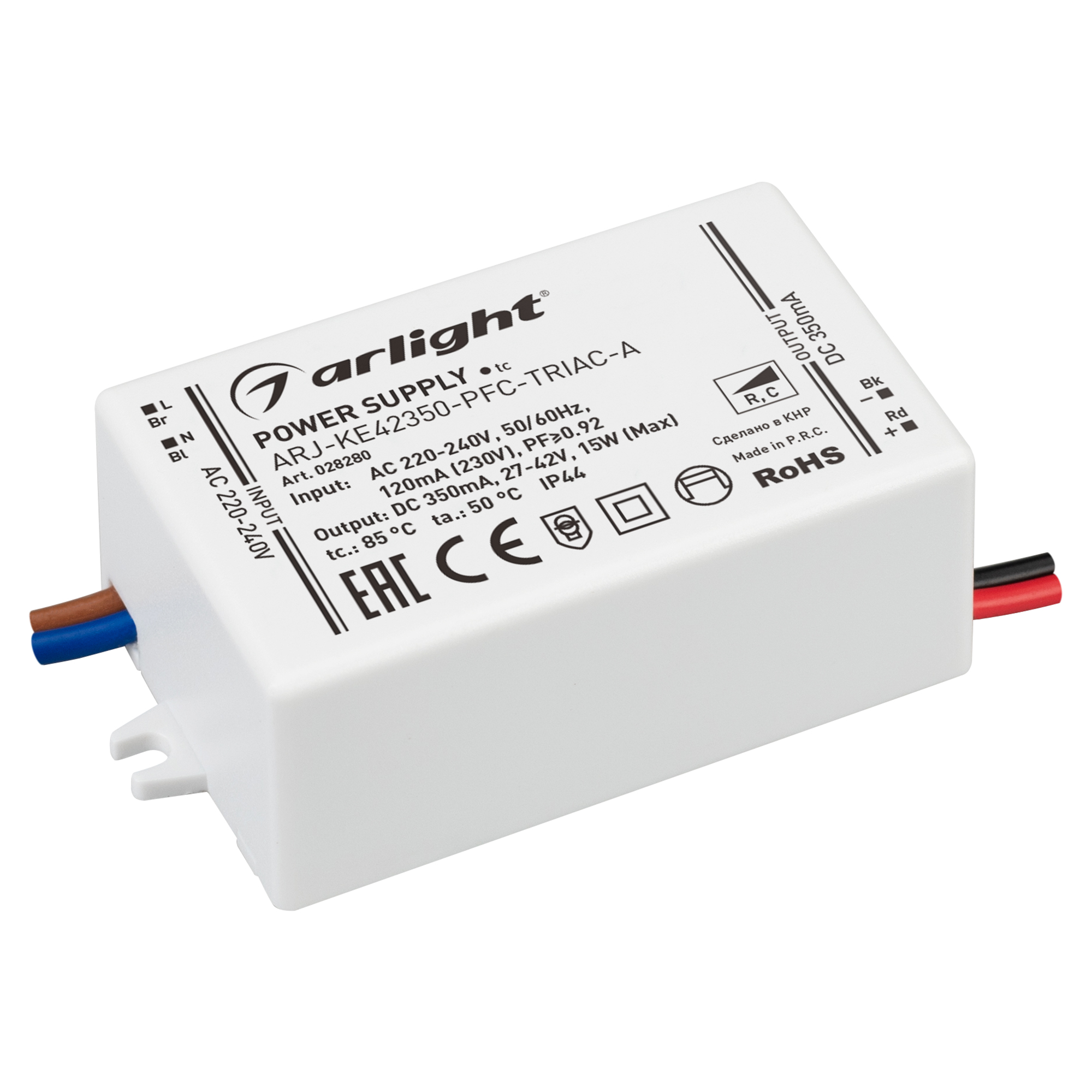 Блок питания ARJ-KE42350-PFC-TRIAC-A (15W, 350mA) 028280 - Arlight