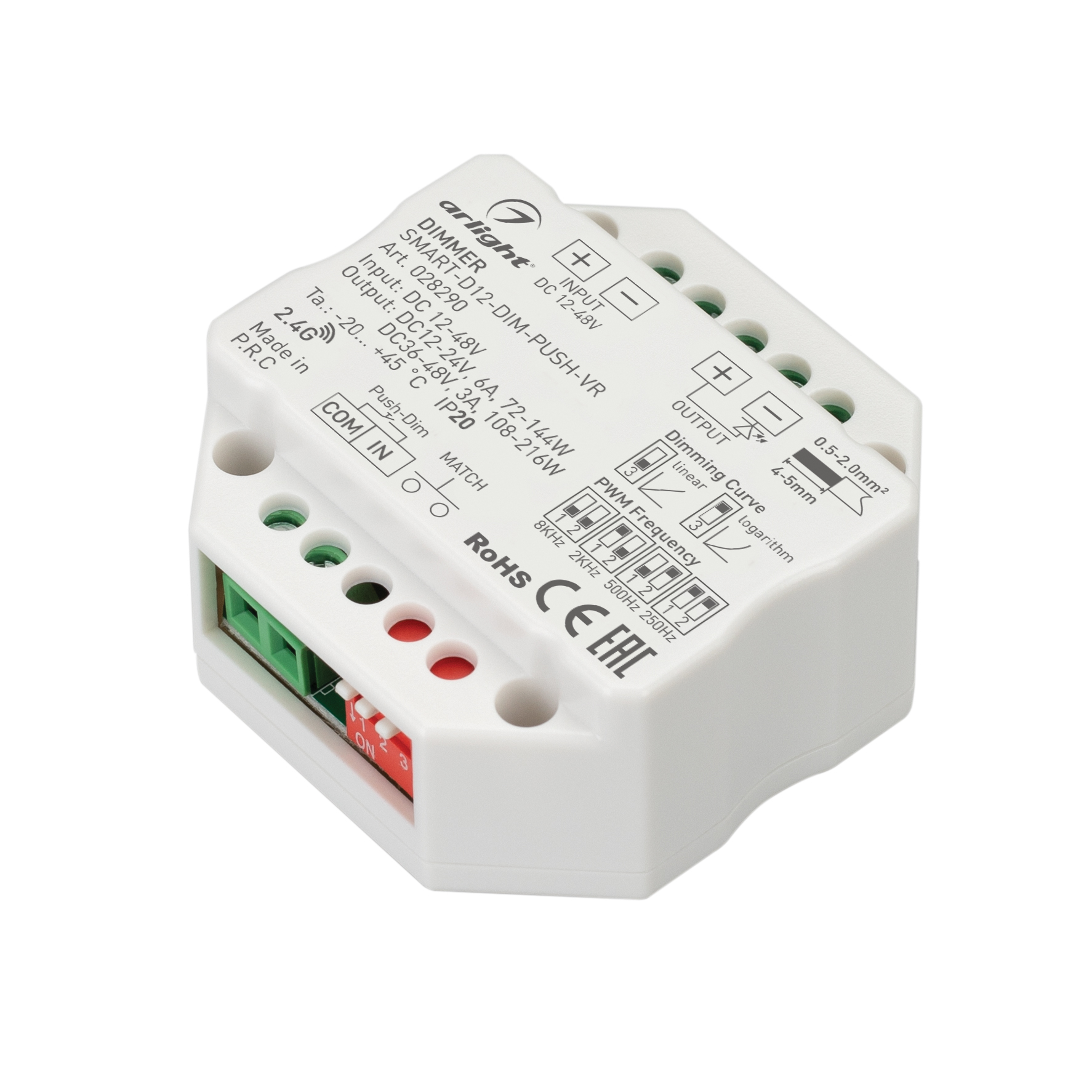 Диммер SMART-D12-DIM-PUSH-VR (12-48V, 1x6A, 2.4G) 028290 - Arlight