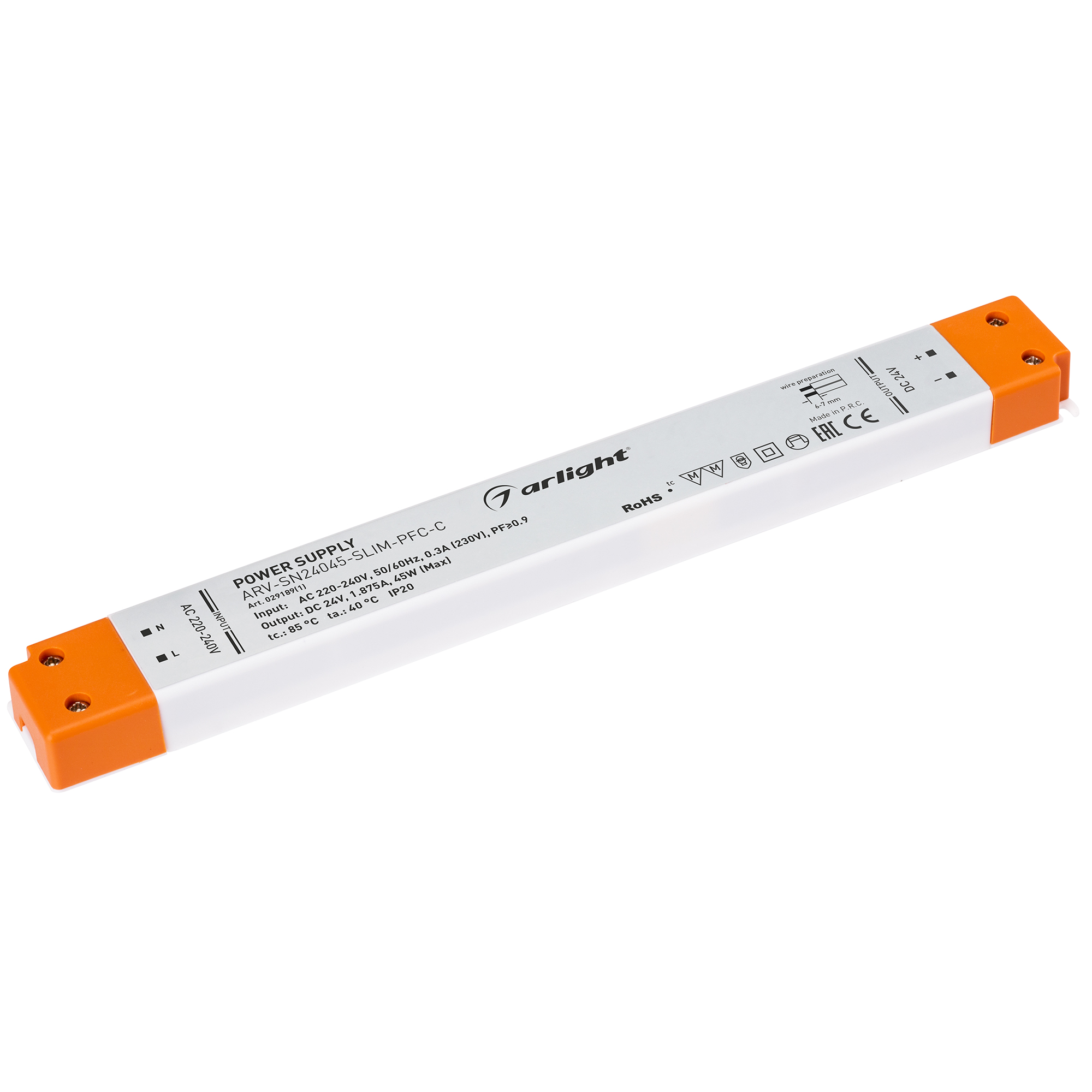 Блок питания ARV-SN24045-SLIM-PFC-C (24V, 1.87A, 45W) 029189(1) - Arlight