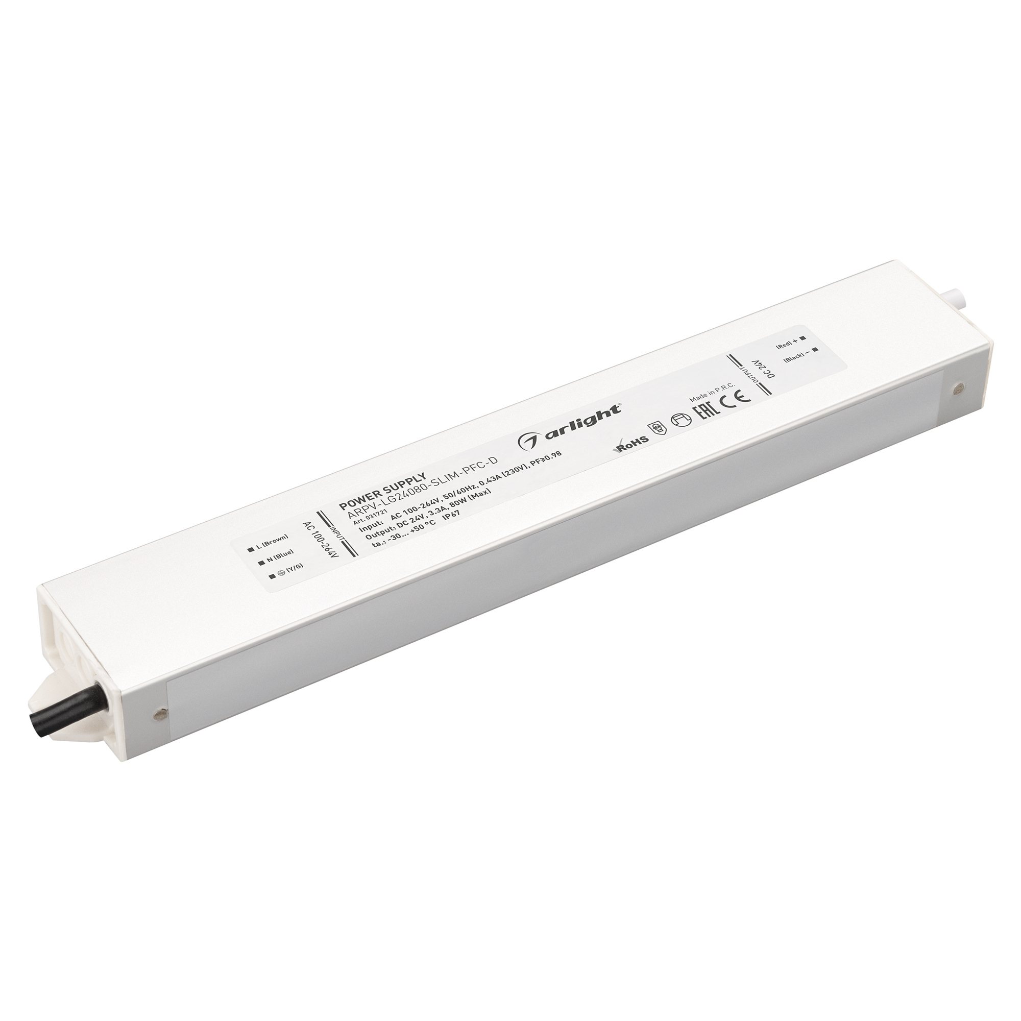 Блок питания ARPV-LG24080-SLIM-PFC-D (24V, 3.3A, 80W) 031721 - Arlight