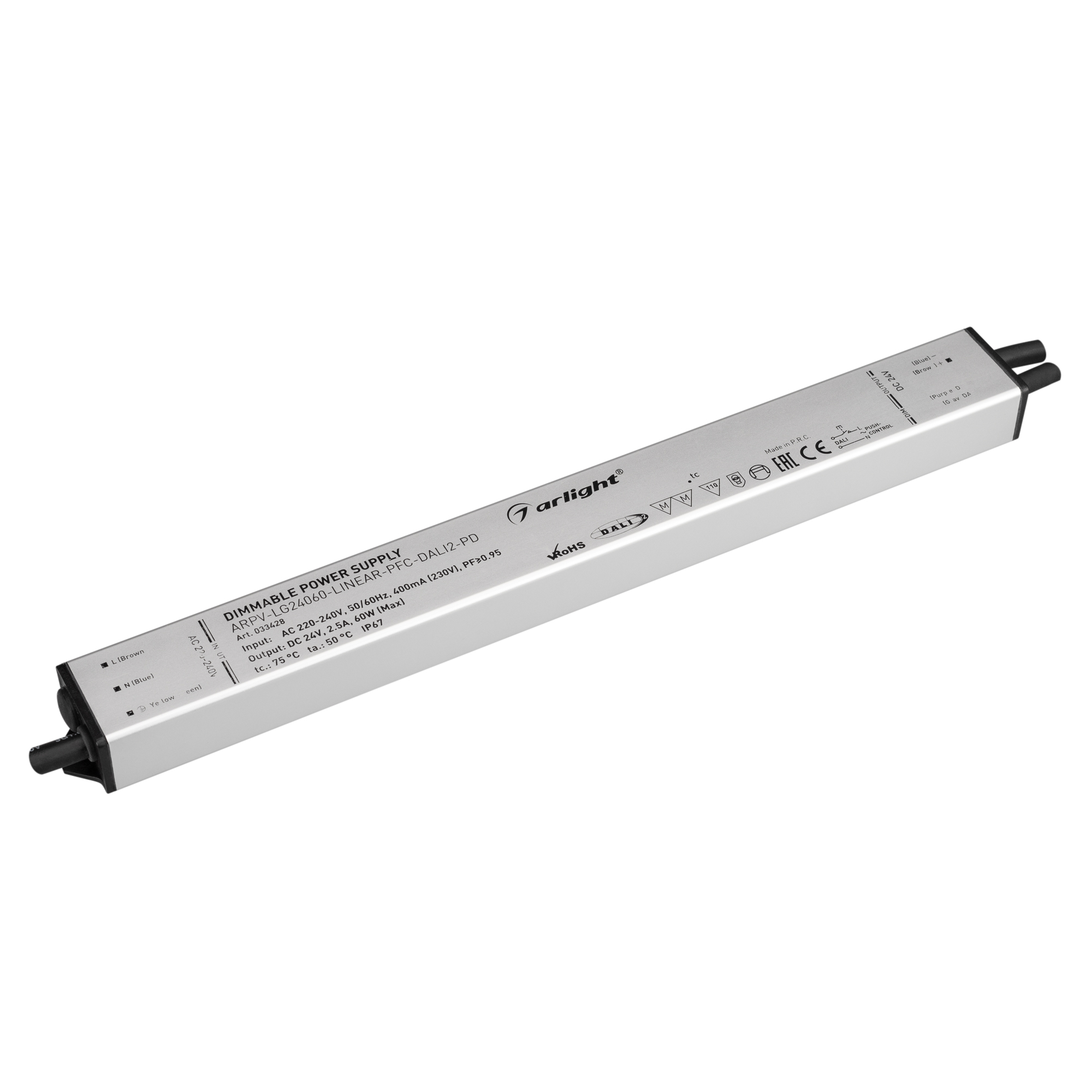Блок питания ARPV-LG24060-LINEAR-PFC-DALI2-PD (24V, 2.5A, 60W) 033428 - Arlight