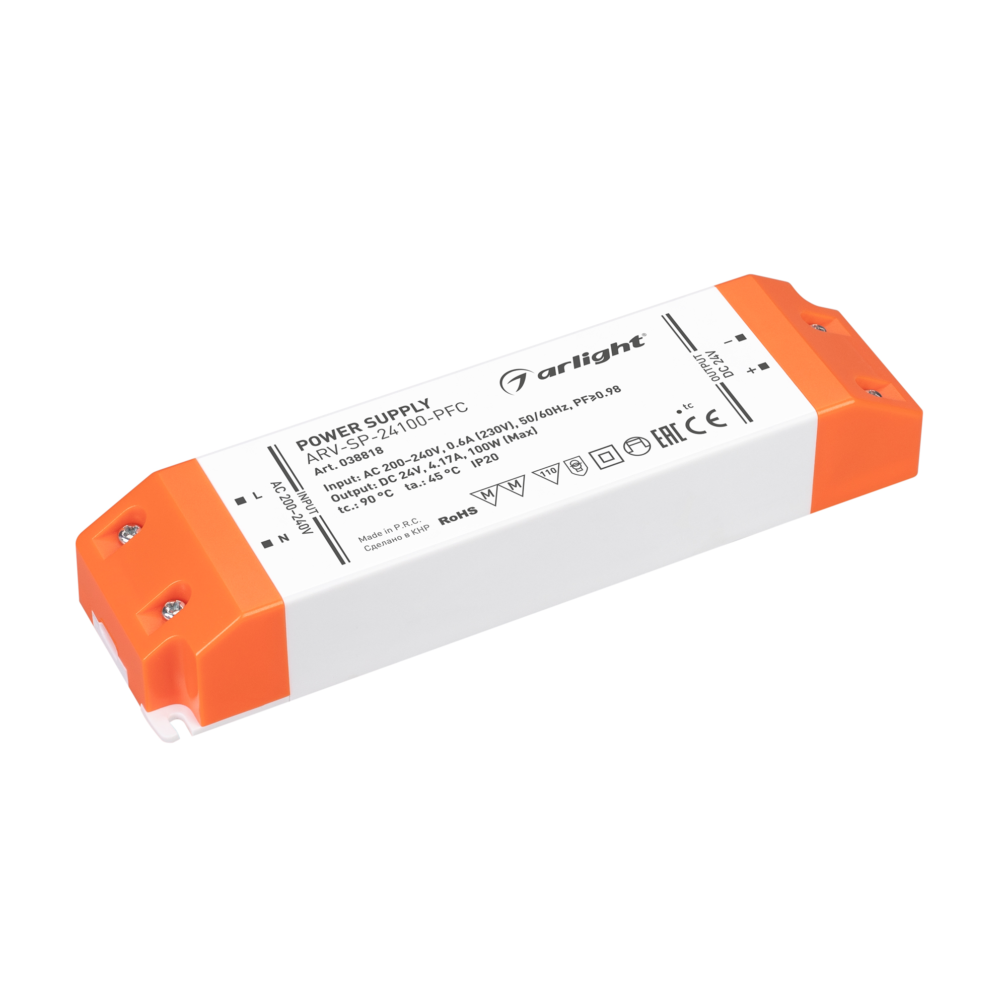 Блок питания ARV-SP-24100-PFC (24V, 4.17A, 100W) 038818 - Arlight