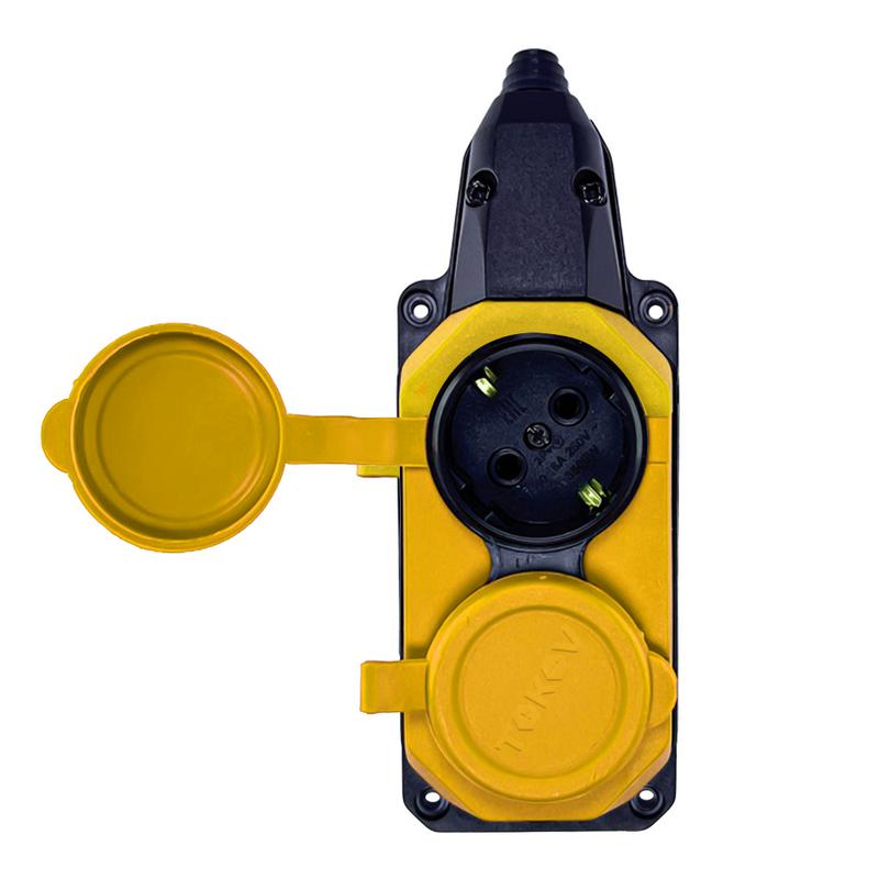 Колодка удлинителя 2-м с заземл. 16А IP44 каучук желт. TOKOV TKE-C07-KK2-Z - TOKOV ELECTRIC