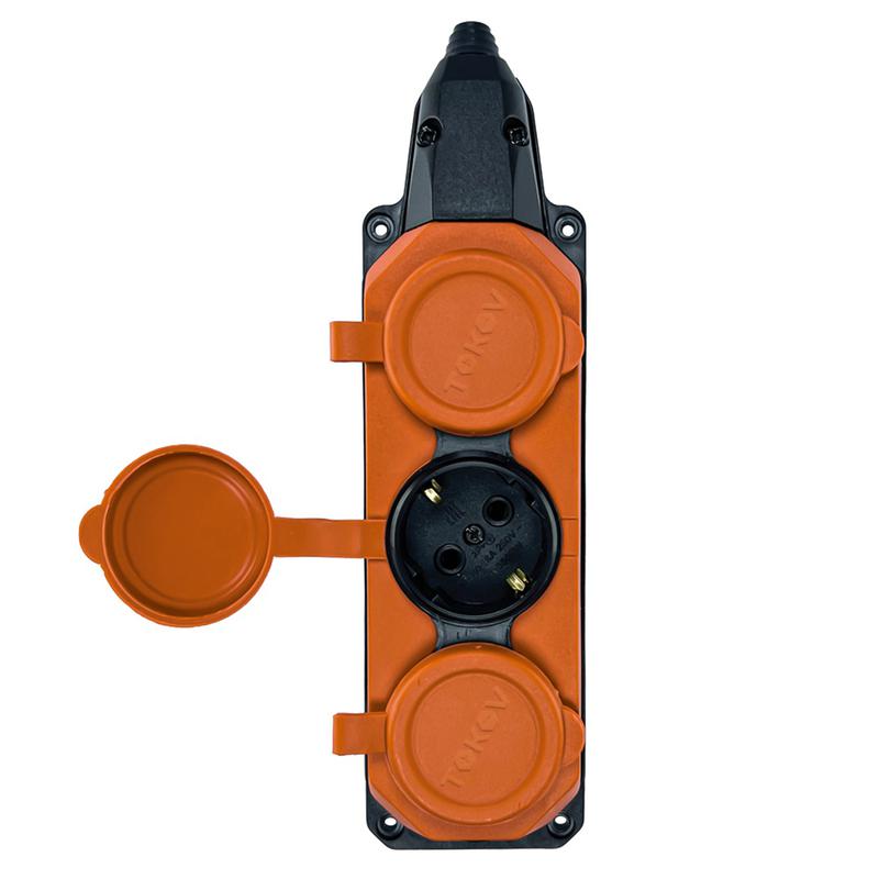 Колодка удлинителя 3-м с заземл. 16А IP44 каучук оранж. TOKOV TKE-C10-KK3-Z - TOKOV ELECTRIC
