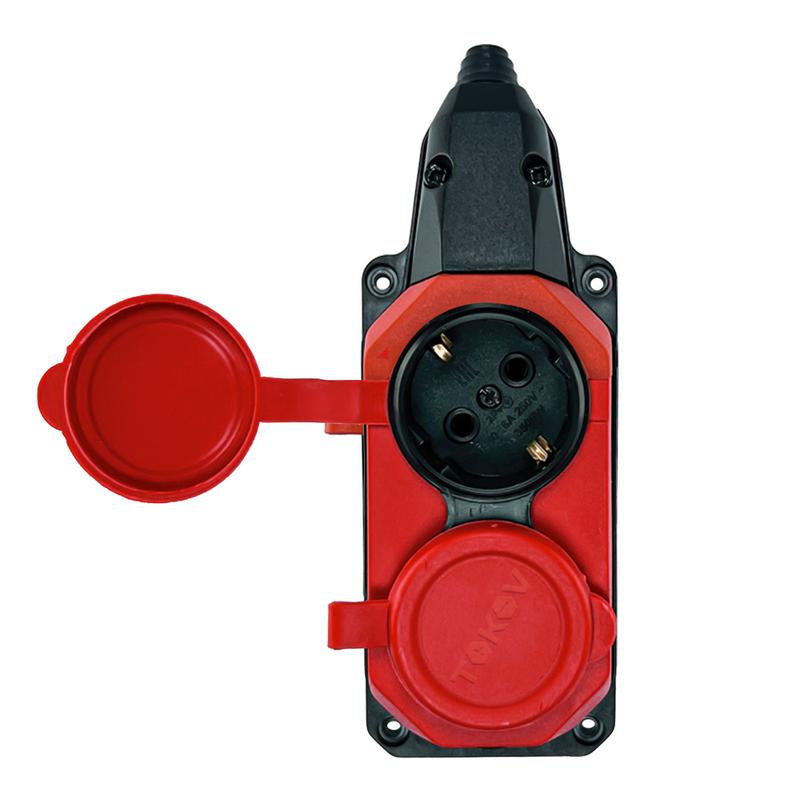 Колодка удлинителя 2-м с заземл. 16А IP44 каучук красн. TOKOV TKE-C13-KK2-Z - TOKOV ELECTRIC
