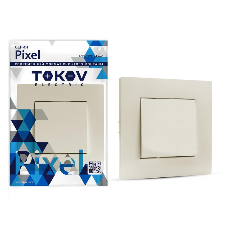 Выключатель 1-кл. СП Pixel 10А IP20 в сборе беж. TKE-PX-V1F-C02 - TOKOV ELECTRIC