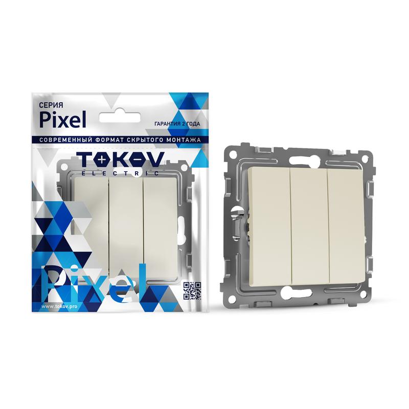 Выключатель 3-кл. СП Pixel 10А IP20 механизм беж. TKE-PX-V3-C02 - TOKOV ELECTRIC