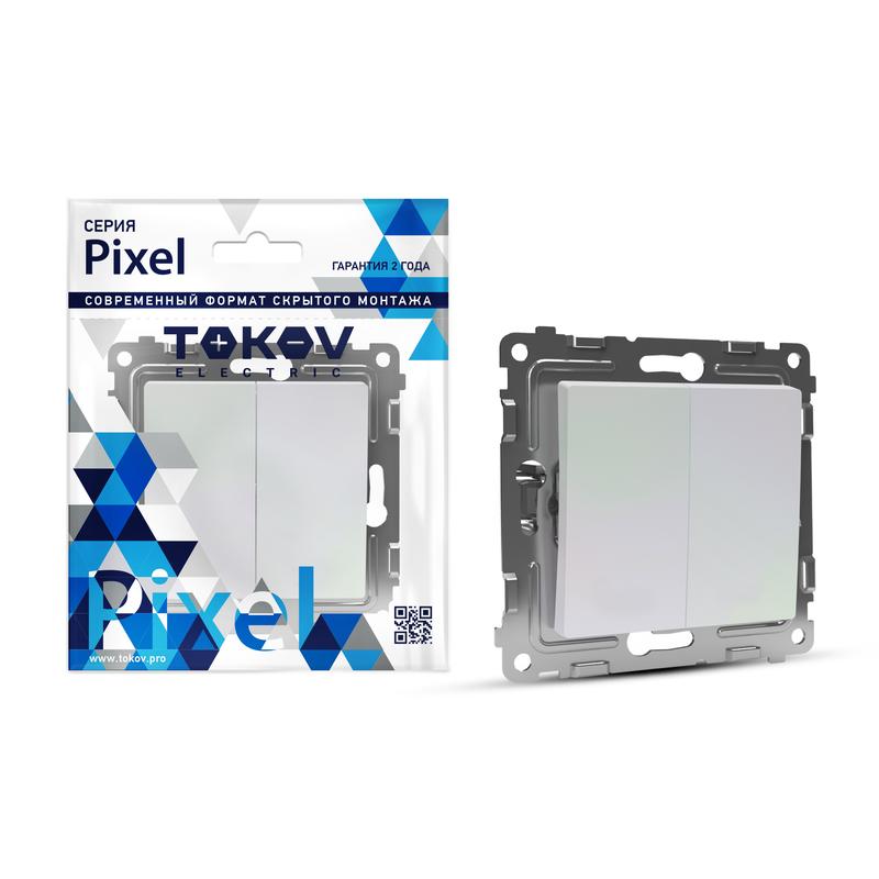 Выключатель 2-кл. СП Pixel 10А IP20 механизм перламутр. TKE-PX-V2-C04 - TOKOV ELECTRIC