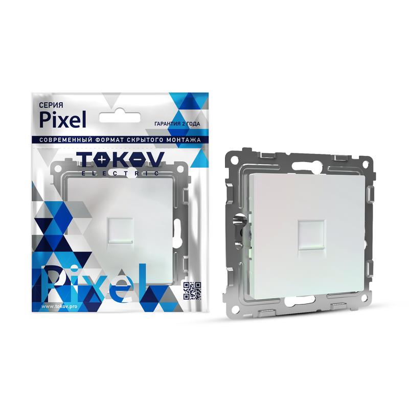 Розетка телефонная 1-м СП Pixel RJ11 механизм перламутр. TKE-PX-RT1-C04 - TOKOV ELECTRIC