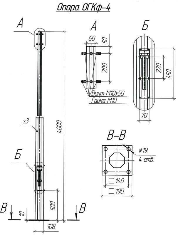 Опора ОГКф-4 (3мм 60/108 фл.190х10 мц. 140 отв. 19х4) гор. оцинк. МК 90150 - UMECON