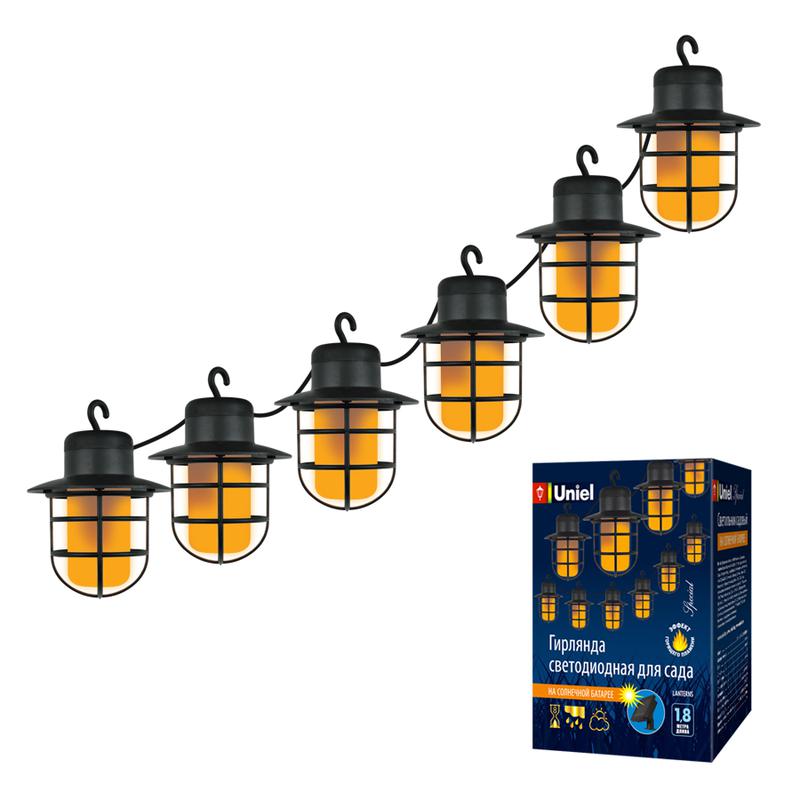 Гирлянда садовая USL-S-121/PT2500 LANTERNS солнечная батарея "Фонарики" 72 светодиода эффект пламени IP44 Uniel UL-00006558 - Uniel
