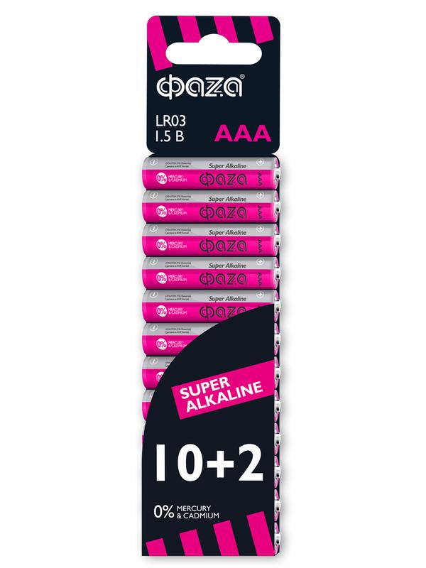 Элемент питания алкалиновый AAA/LR03 1.5В Super Alkaline SBL-10+2 (уп.12шт) 2854612 - ФАZА
