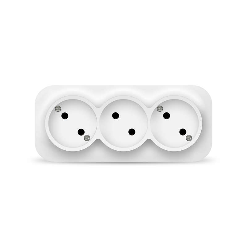 Розетка 3-м ОП 10А IP20 без заземл. бел. 1445 - IONICH