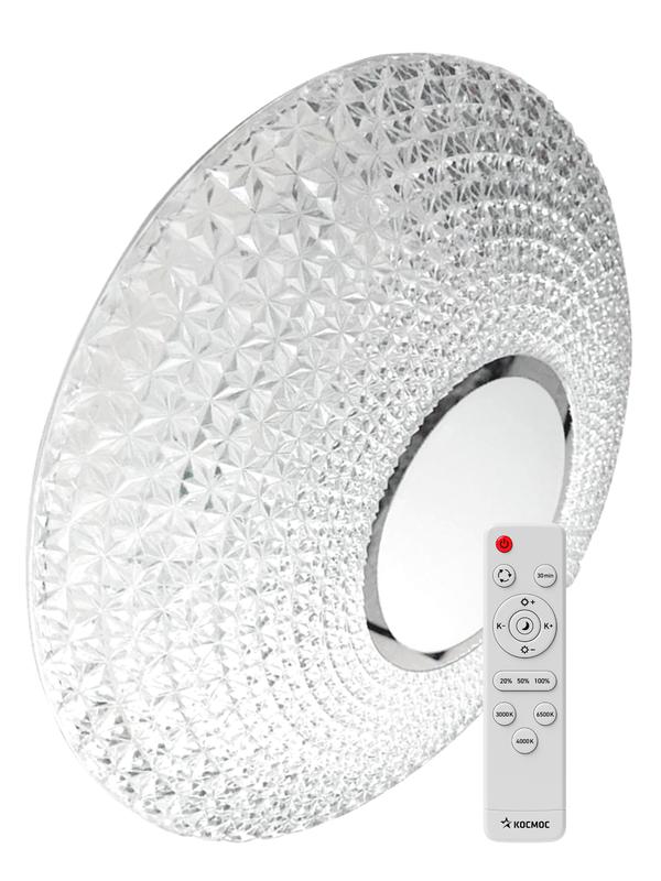 Светильник светодиодный PREMIUM CRYSTAL 75Вт 230В 3000-6500К 6000лм IP40 505х125мм настенно-потолоч. управляемый с пультом ДУ КОСМОС KSCrys75W - Космос