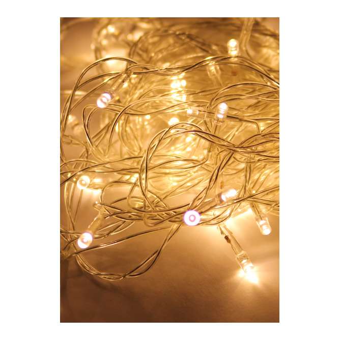 Гирлянда светодиодная 120LED бел. прозр. провод 12.8м (11.3+1.5) 8 режимов мигания IP20 тепл. бел. KOC_GIR120LED_W - Космос