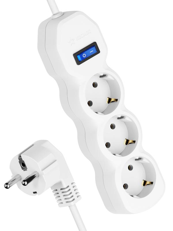 Удлинитель 3х5м с заземл. 10А IP20 ПВС 3х0.75 с выкл. YKsm5m-3g-Z-V(10A)P - Космос