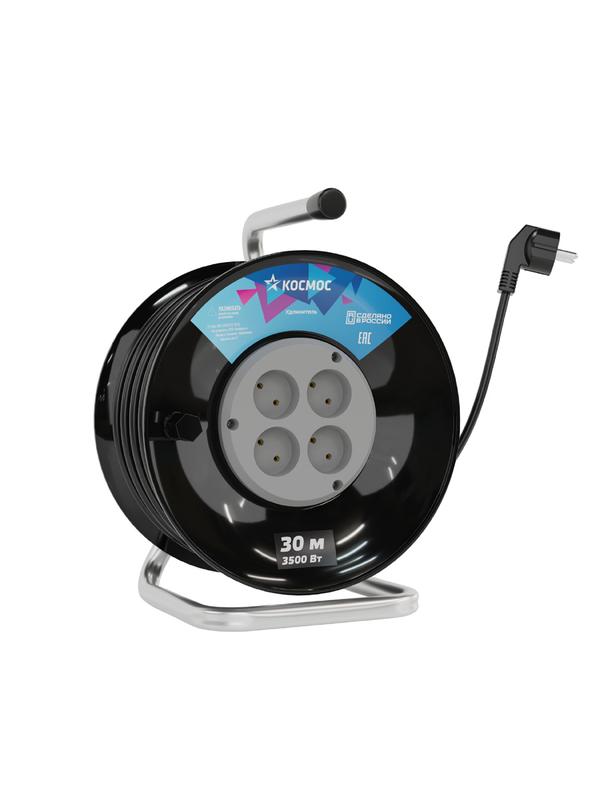 Удлинитель на катушке 4х30м 16А IP20 3.5кВт ПВС 2х1 YKKsm30m-4g(16A) - Космос