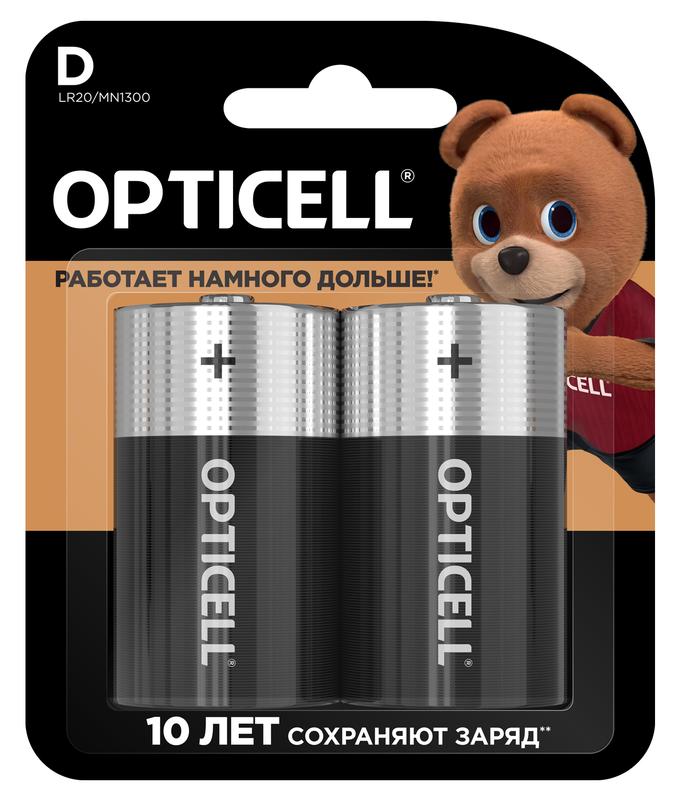 Элемент питания алкалиновый D/LR20 1.5В (блист. 2шт) Basic 5051005 - Opticell