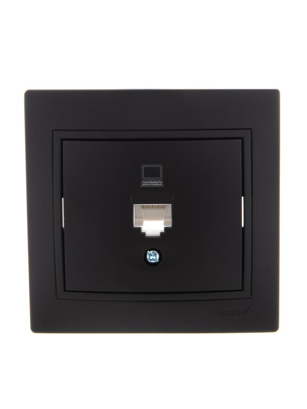 Розетка компьютерная 1-м СП Mira RJ45 черн. бархат 701-4242-139 - Lezard